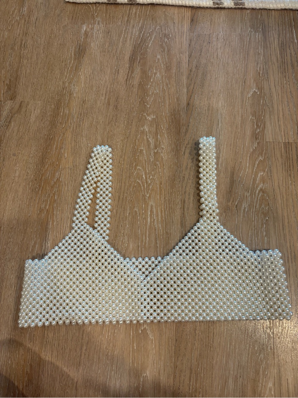Pearl-Embellished Bralette Top - Ivory